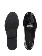 Clarks Black Wide Fit (E) Patent Leather Loafer Shoes - Image 6 of 6