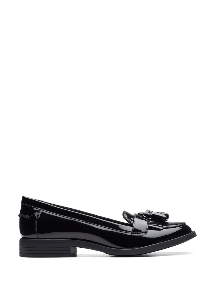 Clarks Black Standard Fit (D) Patent Leather Loafer Shoes - Image 1 of 7