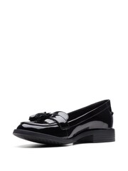 Clarks Black Standard Fit (D) Patent Leather Loafer Shoes - Image 4 of 7