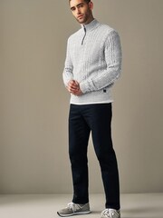 Silver Regular Heavy Cable Zip Neck Jumper - Image 2 of 5