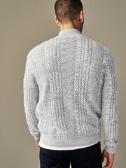 Silver Regular Heavy Cable Zip Neck Jumper - Image 4 of 5