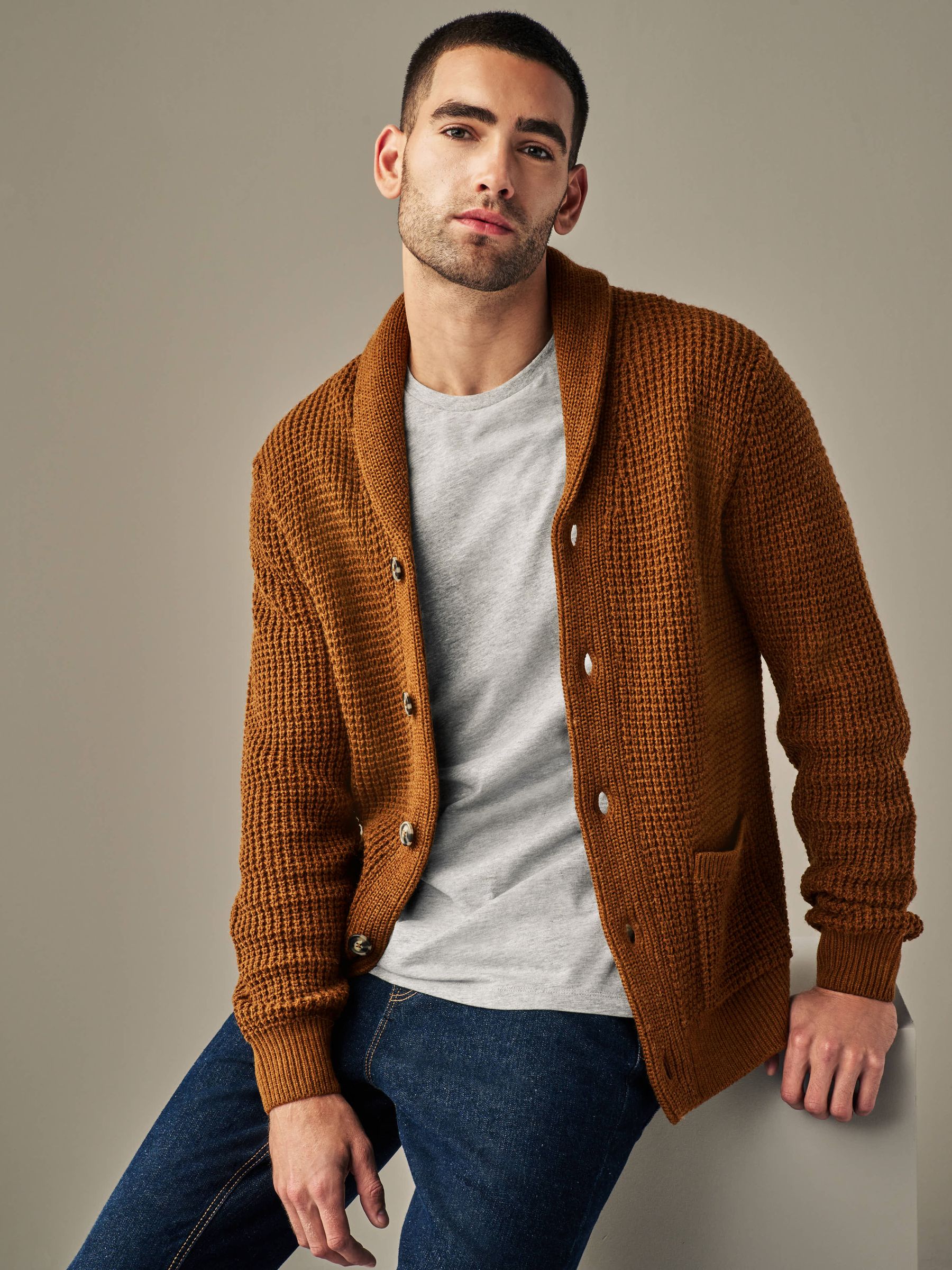 Tan colored cardigan on sale