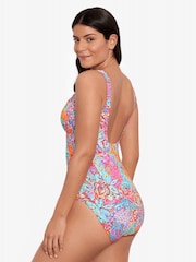 Ralph Lauren Blue Patchwork Surplice Swimsuit - Image 3 of 5