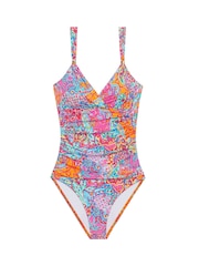 Ralph Lauren Blue Patchwork Surplice Swimsuit - Image 5 of 5