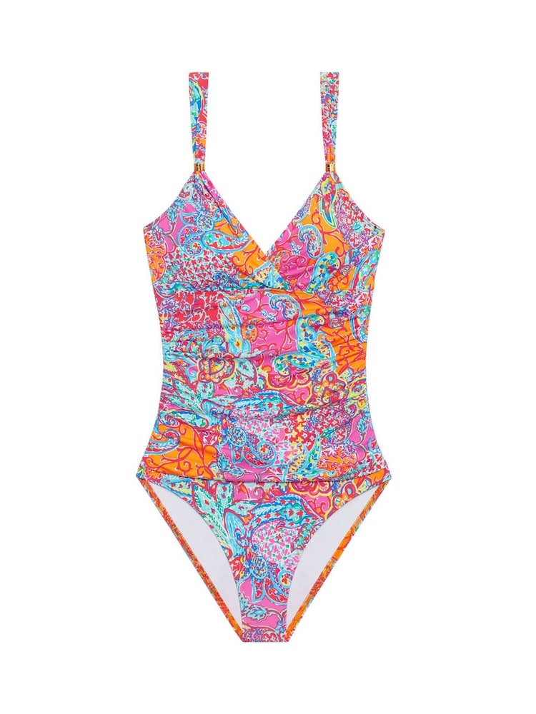 Ralph Lauren Blue Patchwork Surplice Swimsuit - Image 5 of 5