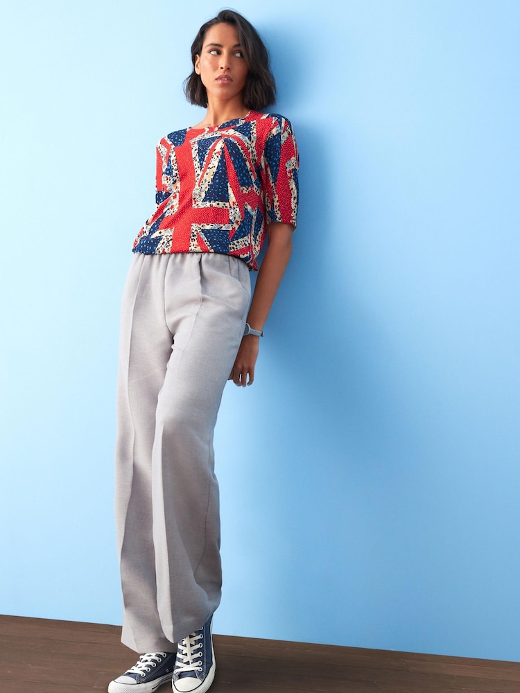 Union Jack Print Coronation Gem Detail Short Sleeve Knit Top - Image 2 of 4