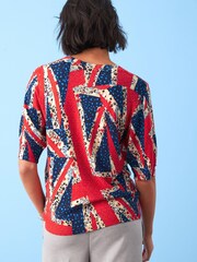 Union Jack Print Coronation Gem Detail Short Sleeve Knit Top - Image 3 of 4