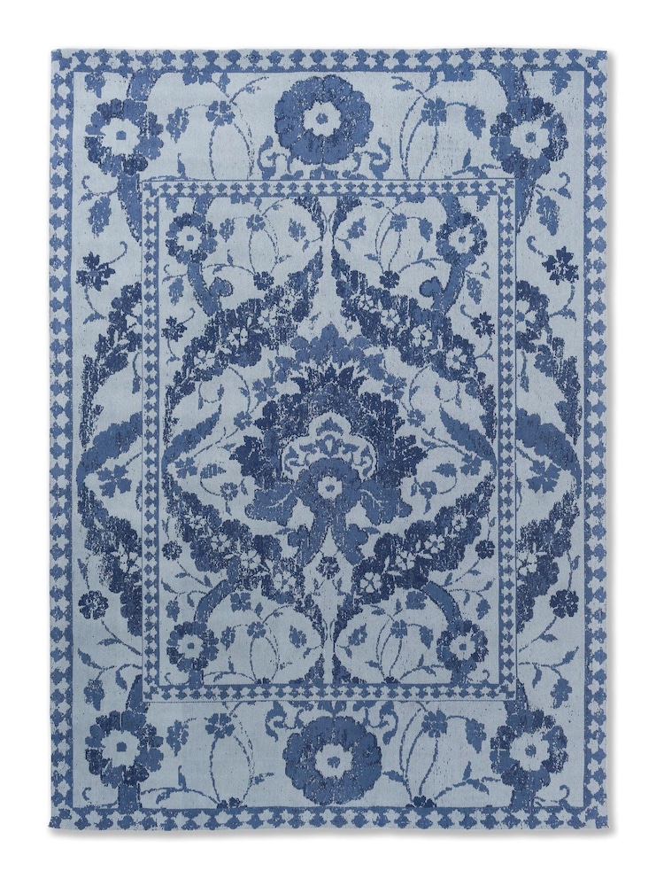 Laura Ashley Blue Newborough 100% Cotton Chenille Rug - Image 2 of 3