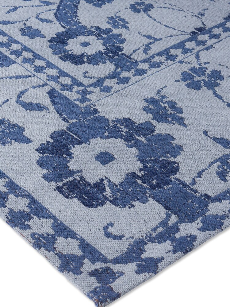Laura Ashley Blue Newborough 100% Cotton Chenille Rug - Image 3 of 3