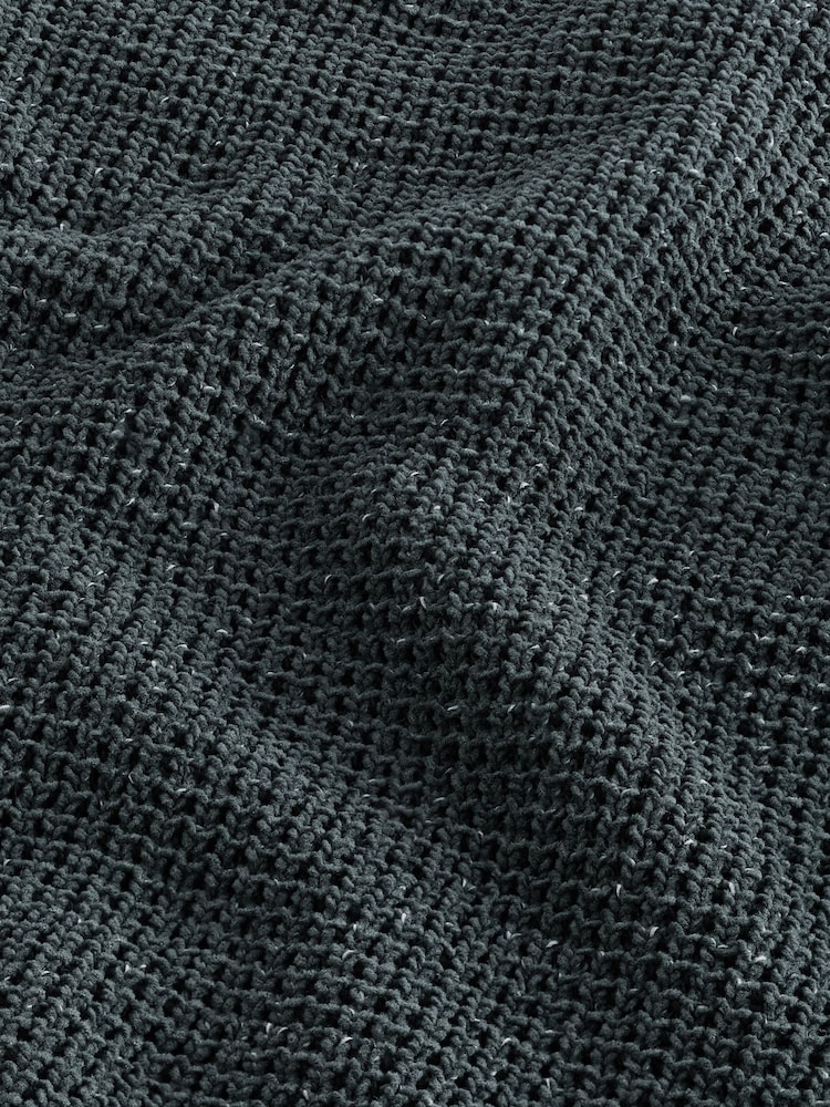 Charcoal Grey Quarter Zip Regular Fit Chenille Texture Jumper - Image 18 of 18