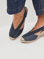 Navy Blue Extra Wide Fit Forever Comfort® Elastic Closed Toe Wedges - Image 9 of 9