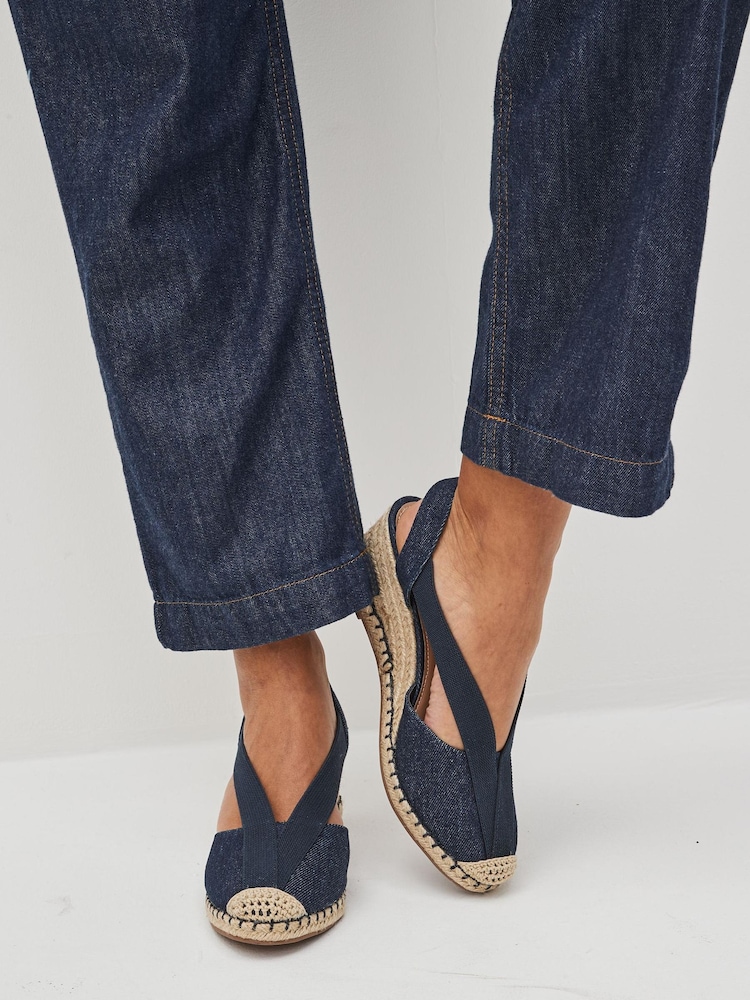 Navy Blue Extra Wide Fit Forever Comfort® Elastic Closed Toe Wedges - Image 2 of 9 Navy Blue Extra Wide Fit Forever Comfort® Elastic Closed Toe Wedges - Image 2 of 9