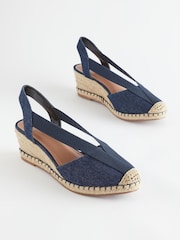 Navy Blue Extra Wide Fit Forever Comfort® Elastic Closed Toe Wedges - Image 8 of 9