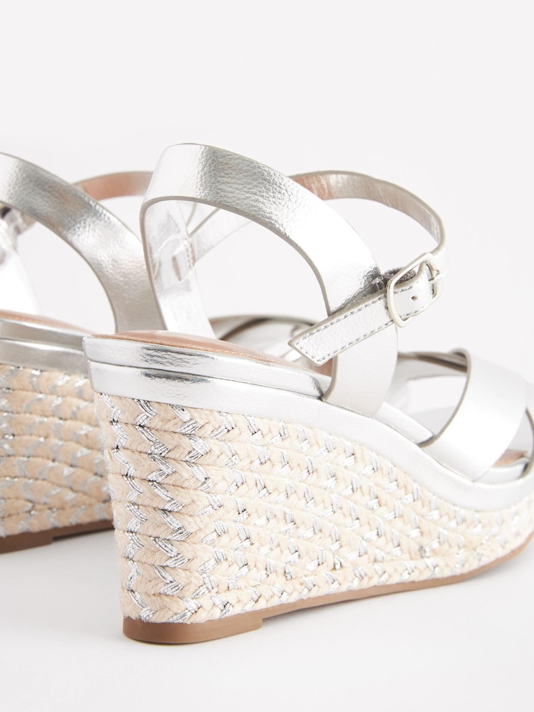 Buy Silver Extra Wide Fit Forever Comfort® Open Toe Wedges from