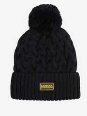 Barbour® International Drift Cable Knit Logo Pom Beanie Hat - Image 1 of 4