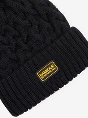 Barbour® International Drift Cable Knit Logo Pom Beanie Hat - Image 3 of 4