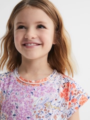 Reiss Pink Print Dahlia 9-12 yrs Floral Print Jersey Dress - Image 4 of 6