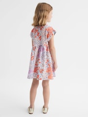 Reiss Pink Print Dahlia 9-12 yrs Floral Print Jersey Dress - Image 5 of 6
