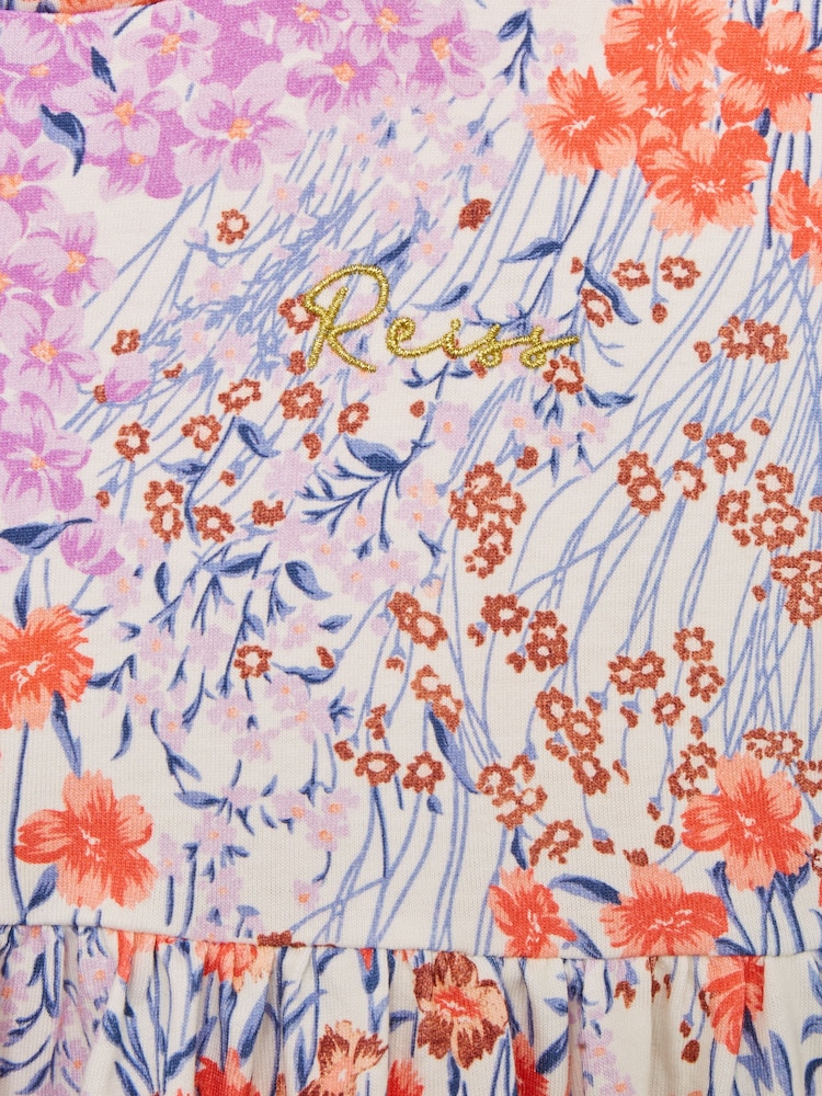 Reiss Pink Print Dahlia 4-9 yrs Floral Print Jersey Dress - Image 6 of 6