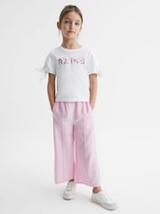 Reiss Pink Print Tally Senior Printed Cotton T-Shirt - Image 1 of 6