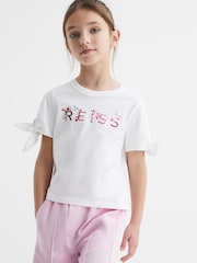 Reiss Pink Print Tally Senior Printed Cotton T-Shirt - Image 3 of 6