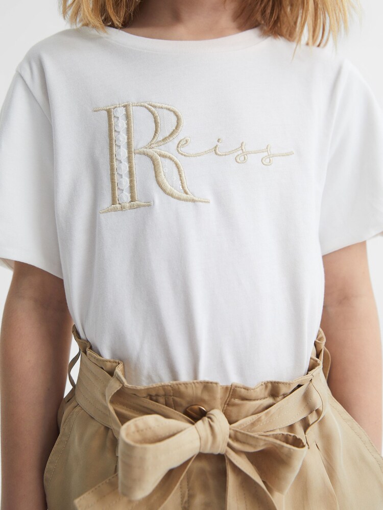 Reiss White Tally Senior Printed Cotton T-Shirt - Image 1 of 7