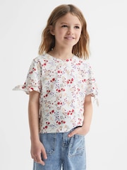 Reiss Multi Tally Printed Cotton T-Shirt - Image 1 of 6
