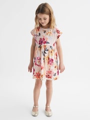 Reiss Pink Dahlia 9-12 yrs Floral Print Jersey Dress - Image 1 of 6