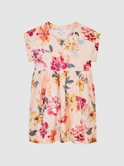 Reiss Pink Dahlia 9-12 yrs Floral Print Jersey Dress - Image 2 of 6