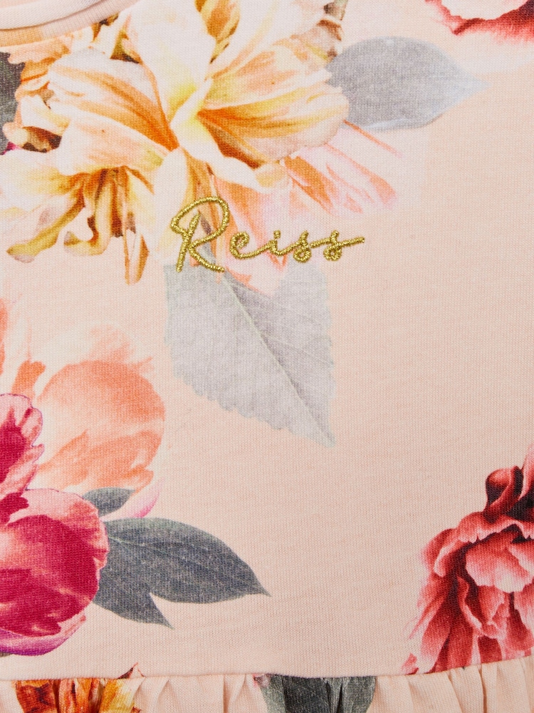 Reiss Pink Dahlia 9-12 yrs Floral Print Jersey Dress - Image 6 of 6