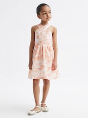 Reiss Pink Print Lottie Floral Print Halter Neck Dress - Image 3 of 7