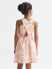 Reiss Pink Print Lottie Floral Print Halter Neck Dress - Image 5 of 7