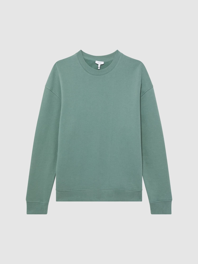 Reiss Fern Green Alistar Oversized Garment Dye Sweatshirt - Image 2 of 6