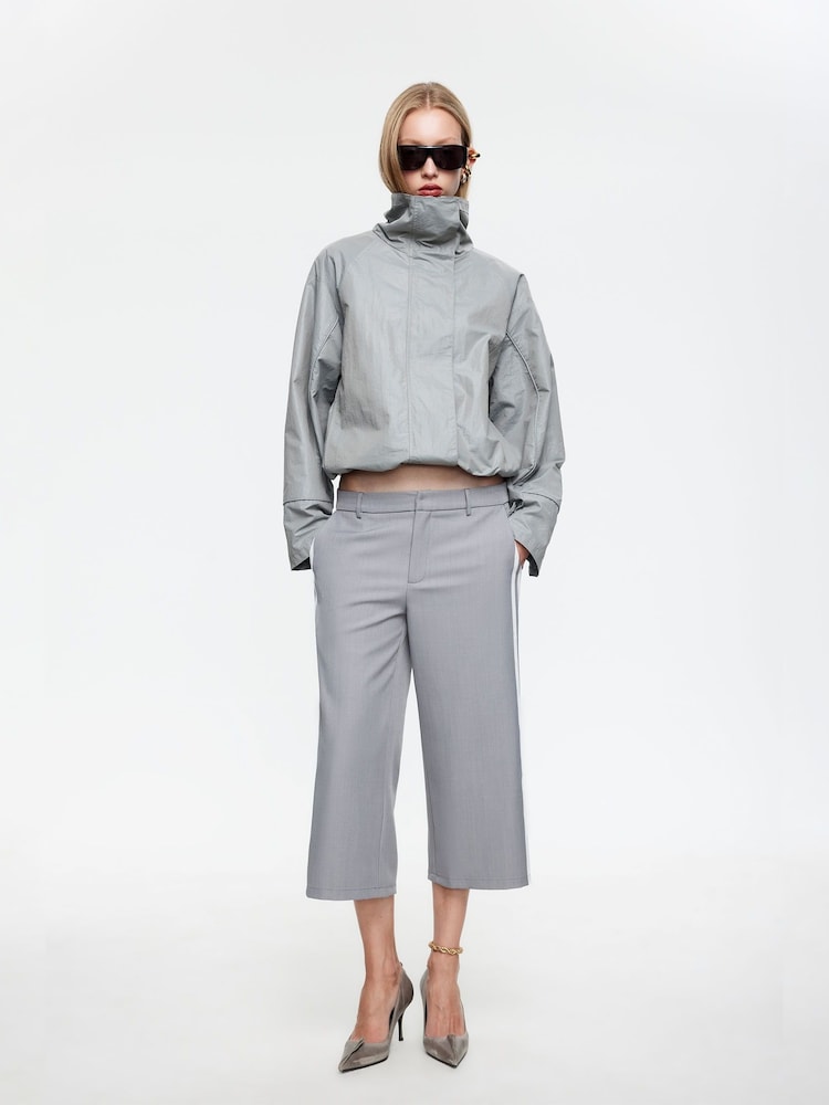 Lioness Silver Shoreline High Neck Cropped Windbreaker - Image 1 of 5