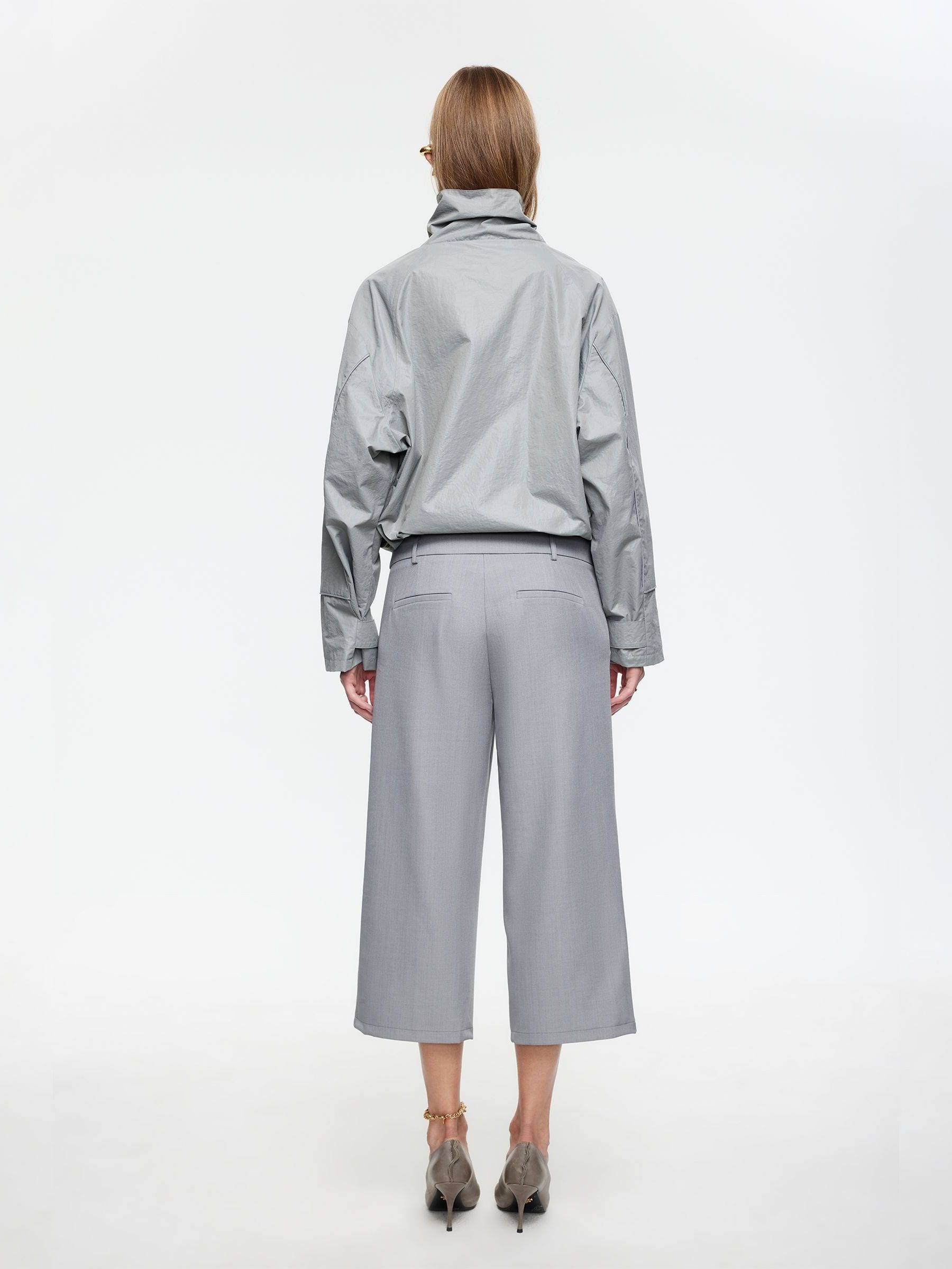 Buy Lioness Silver Shoreline High Neck Cropped Windbreaker from