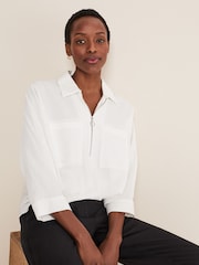Phase Eight White Zip Front Cynthia Blouse - Image 4 of 6