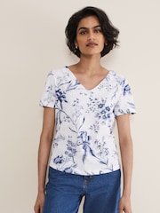 Phase Eight Natural Ryley Floral 100% Cotton Top - Image 1 of 6