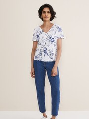 Phase Eight Natural Ryley Floral 100% Cotton Top - Image 3 of 6
