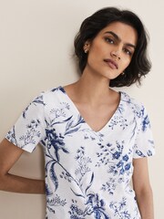 Phase Eight Natural Ryley Floral 100% Cotton Top - Image 4 of 6