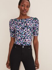 Phase Eight Blue Sasha Jersey Top - Image 1 of 6