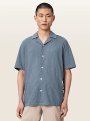AllSaints Blue Robson Short Sleeve Shirt - Image 1 of 6