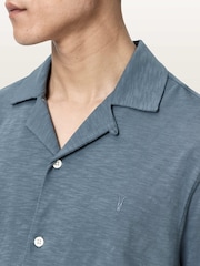 AllSaints Blue Robson Short Sleeve Shirt - Image 3 of 6