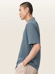 AllSaints Blue Robson Short Sleeve Shirt - Image 4 of 6