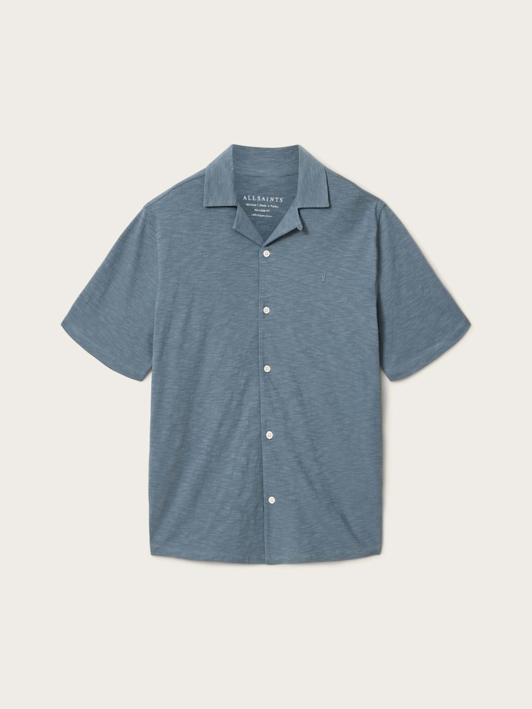 AllSaints Blue Robson Short Sleeve Shirt - Image 6 of 6 AllSaints Blue Robson Short Sleeve Shirt - Image 6 of 6