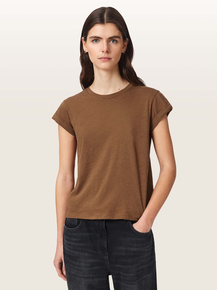 AllSaints Brown Anna T-Shirt - Image 1 of 7