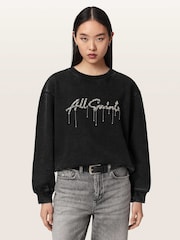 AllSaints Black Chains Pippa Sweatshirt - Image 1 of 8