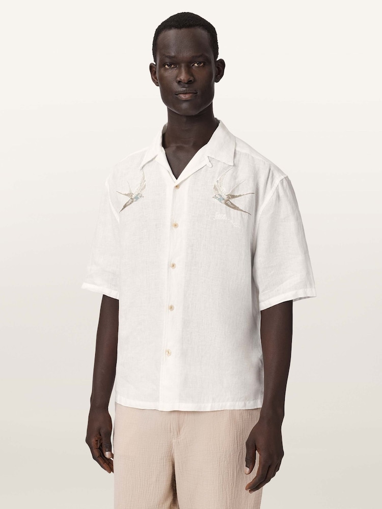 AllSaints Cream Avia Short Sleeve Shirt - Image 1 of 8