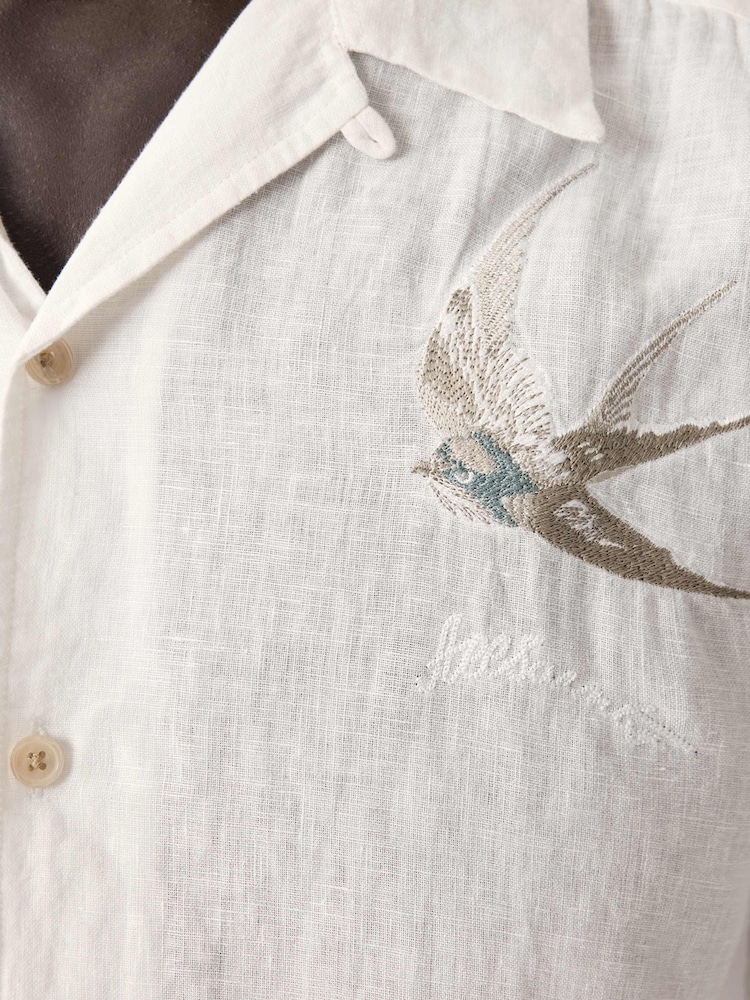 AllSaints Cream Avia Short Sleeve Shirt - Image 2 of 8