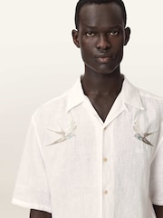 AllSaints Cream Avia Short Sleeve Shirt - Image 4 of 8