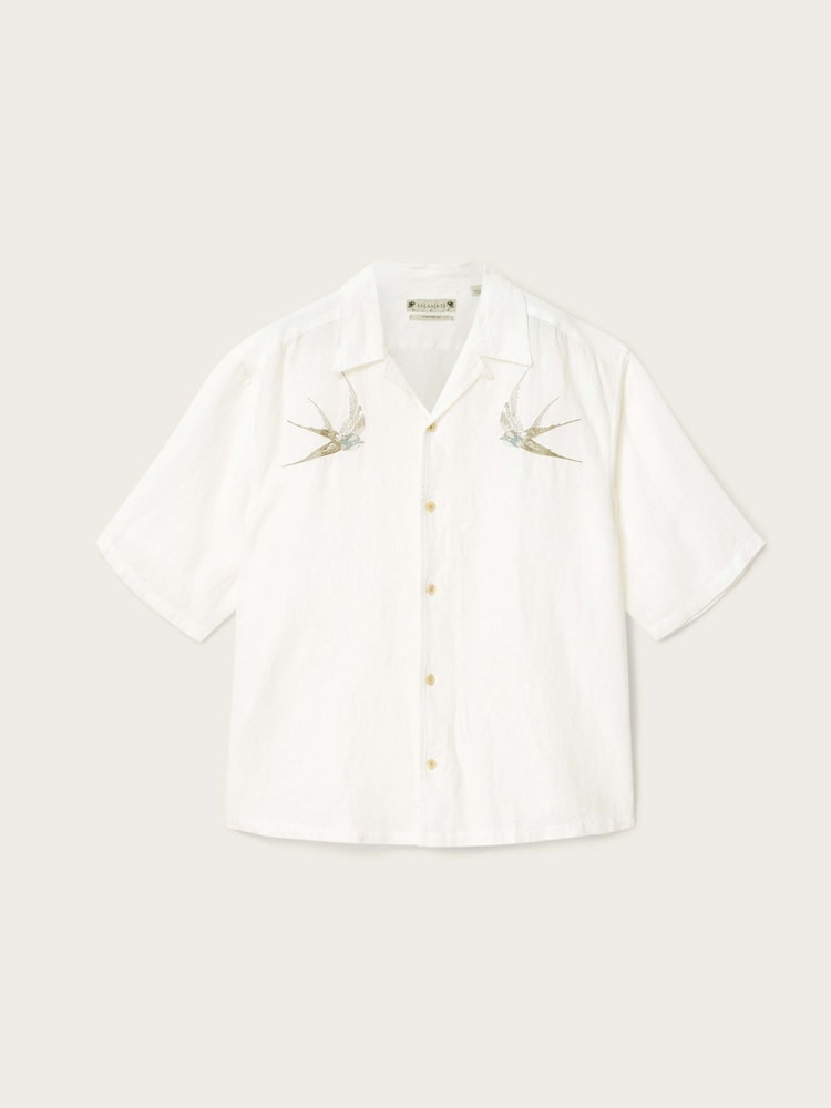 AllSaints Cream Avia Short Sleeve Shirt - Image 8 of 8